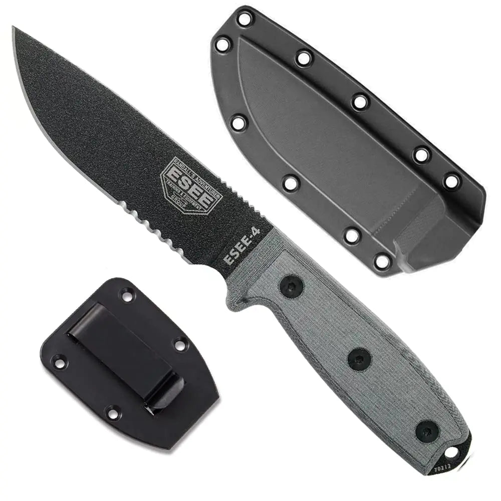 ESEE 4S Survival Knife – Serrated Edge Fixed Blade (Made in USA)