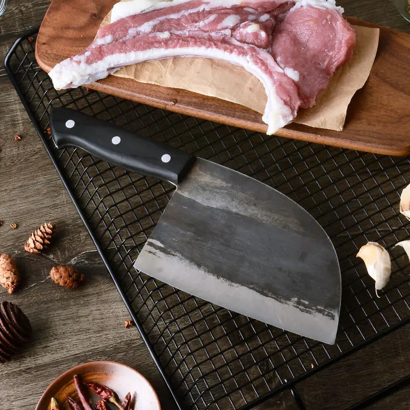 Hand-Forged Butcher Knife – High-Carbon Stainless Steel