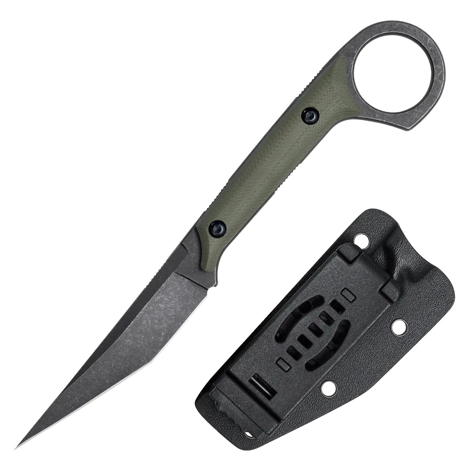 OOULORE OS1221 Fixed Blade Knife – D2 Steel with Green G10 Handle